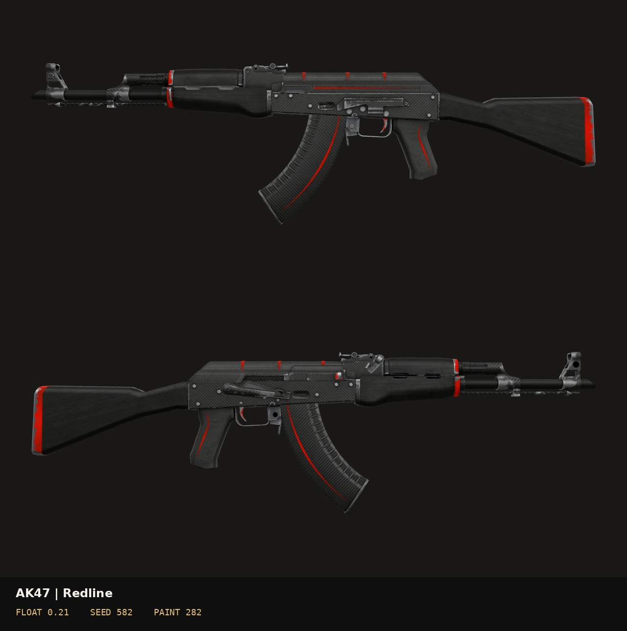 AK-47 Redline с двух сторон, float 0.21, seed 582
